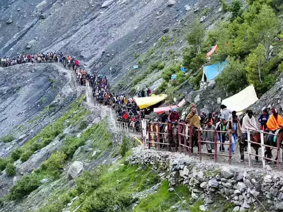 Amarnath pilgrimage route and mountain landscape