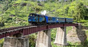 Train passing through scenic landscapes in Kerala
