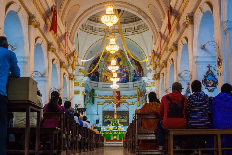 Mass service at Immaculate Conception Cathedral Pondicherry