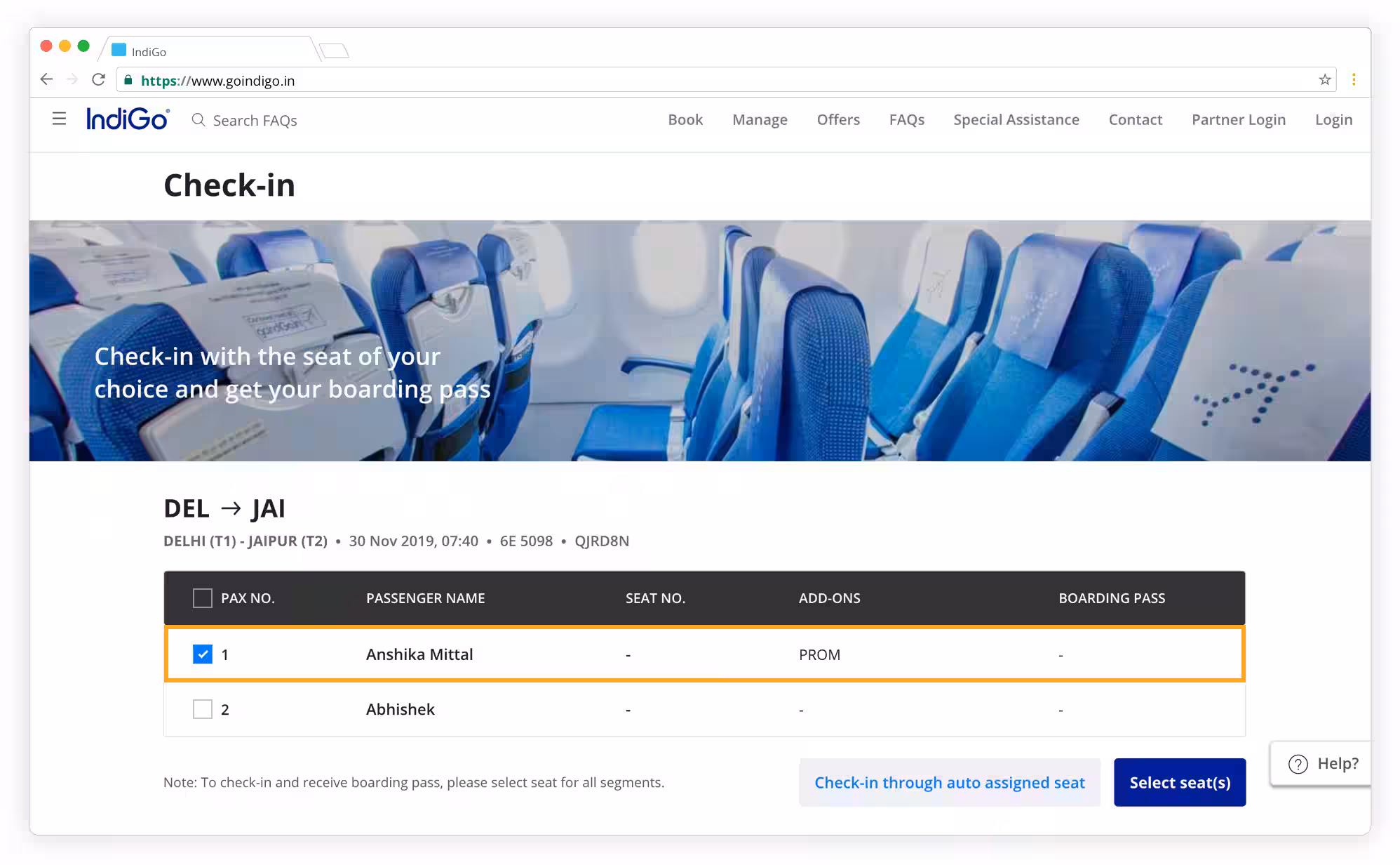 IndiGo Flight Check-in Counter