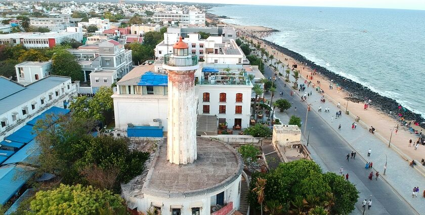 Morning view near Karaikal Beach promenade