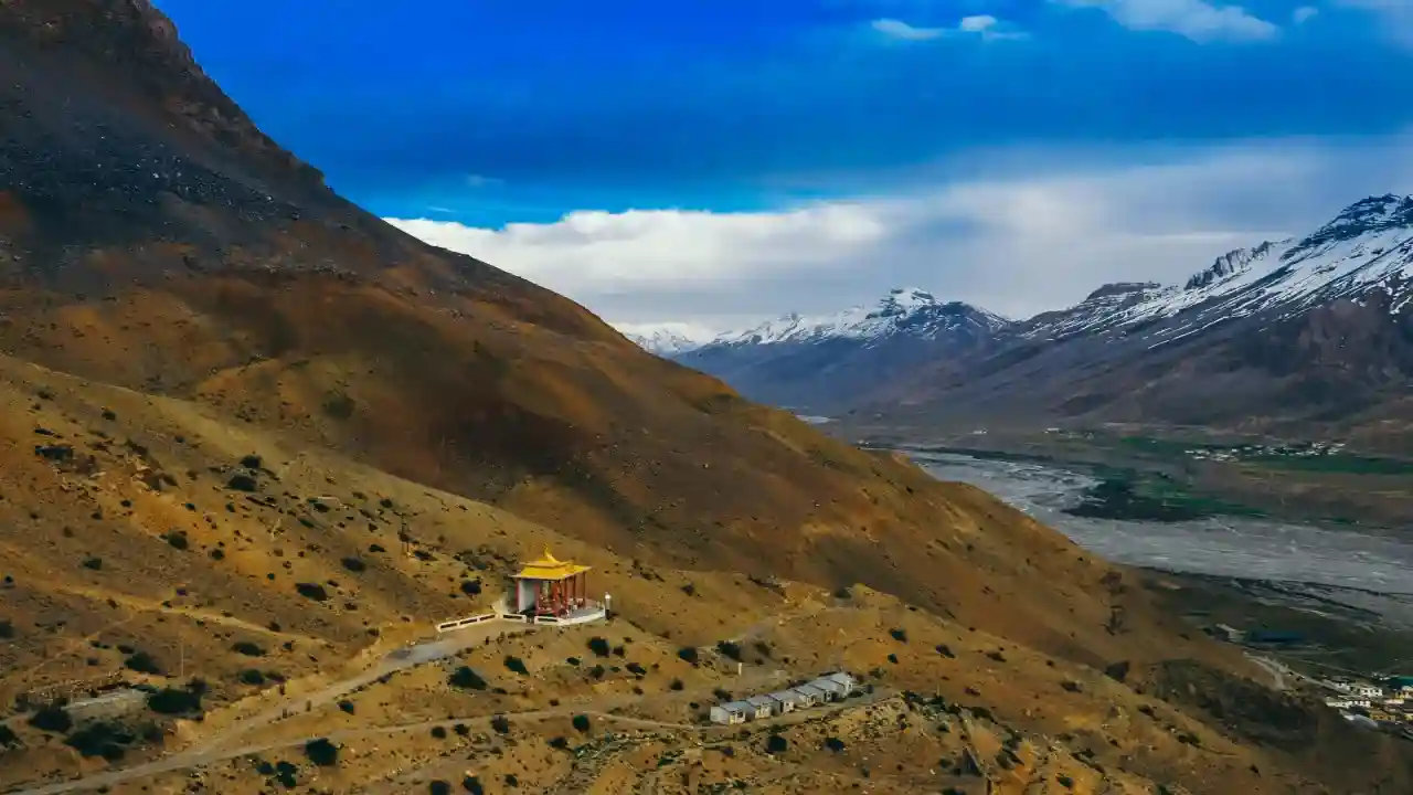 Kardang Monastery with Himalayan valley backdrop