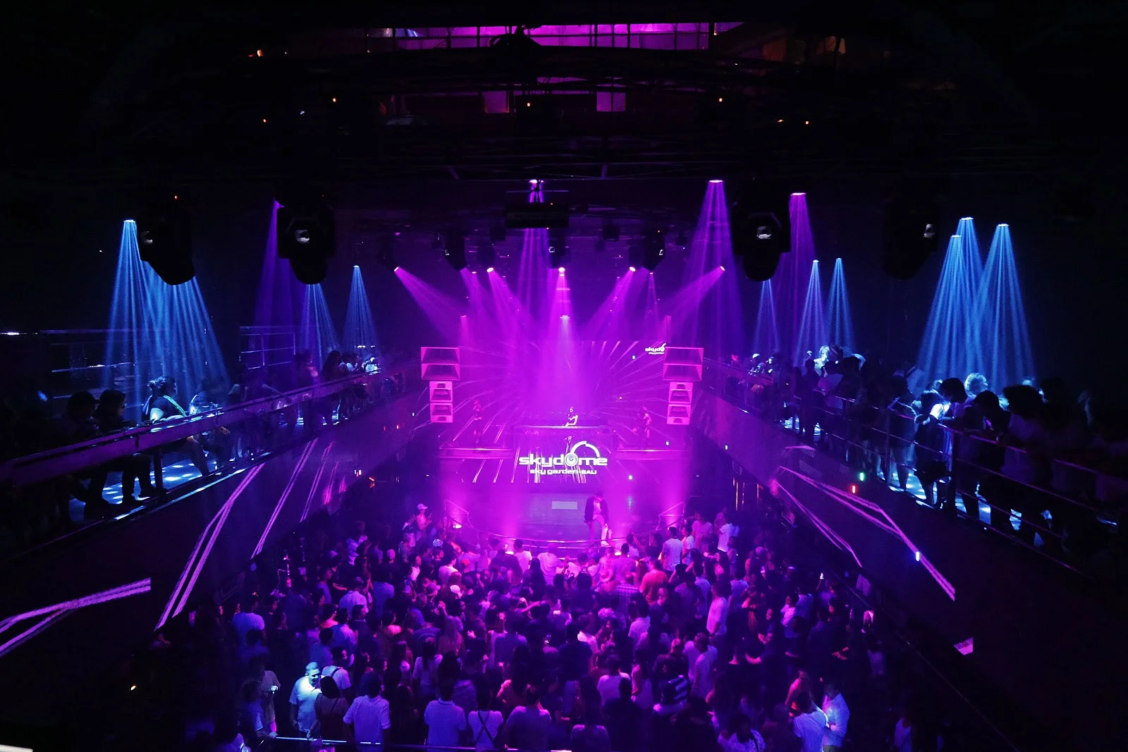 Nightlife lights and party street in Kuta Bali