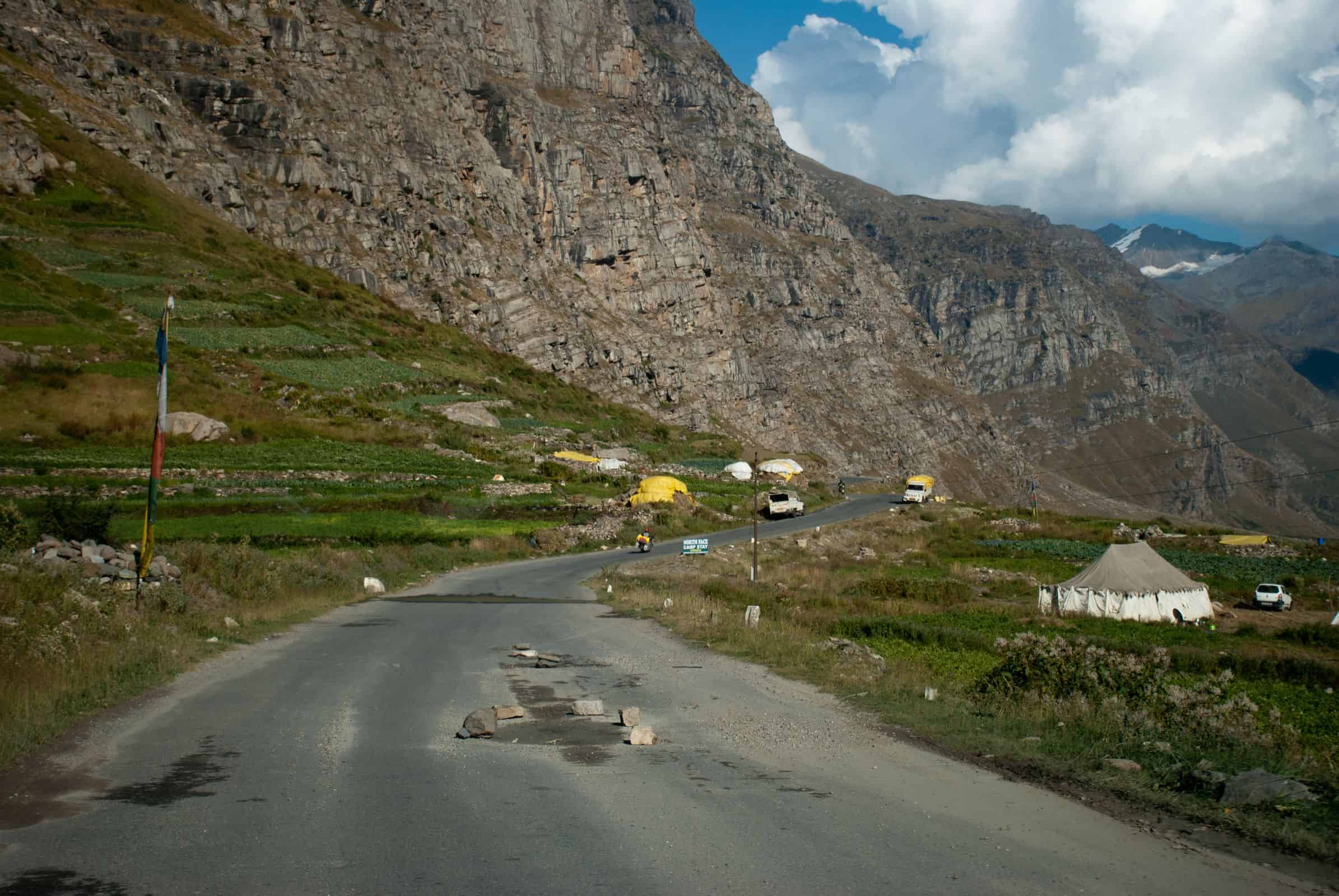 Mountain road and valley landscape in Lahaul