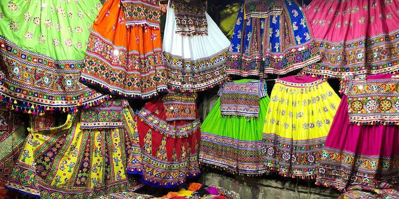 Busy evening stalls at Law Garden Night Market Ahmedabad