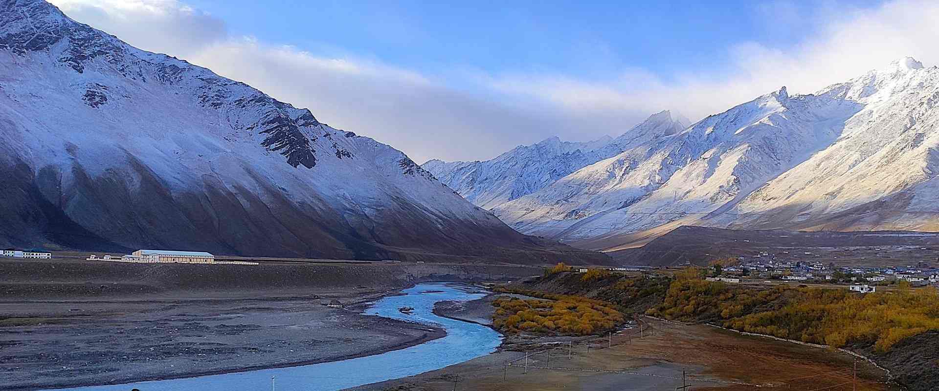 Leh Ladakh mountain valley in early winter November