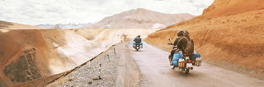 Motorbike route from Leh toward Turtuk via Nubra Valley
