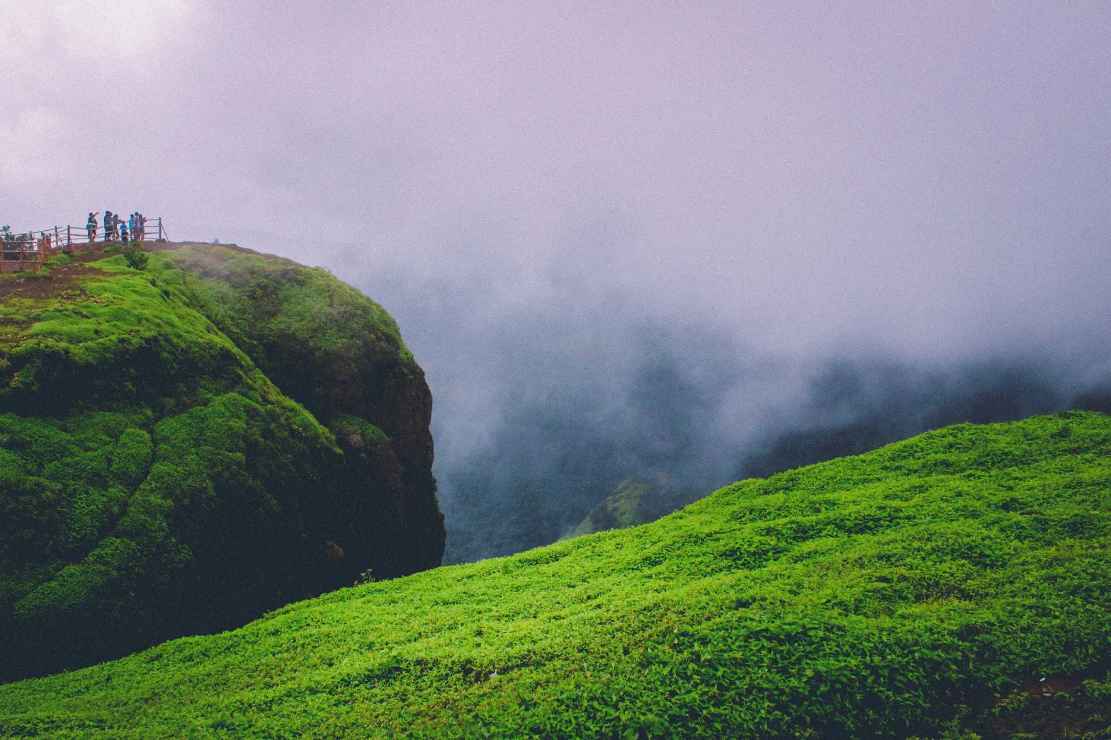 Misty valley view of Lonavala and Khandala during monsoon