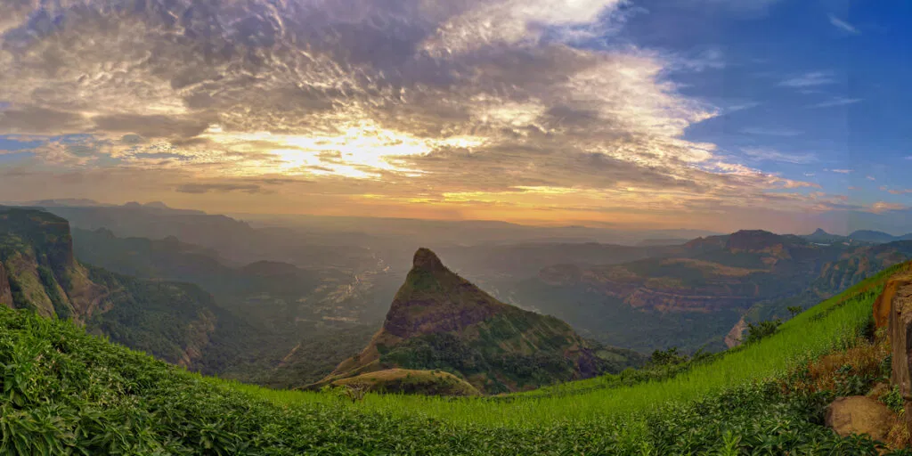 Lonavala hill station scenic view with lush green mountains