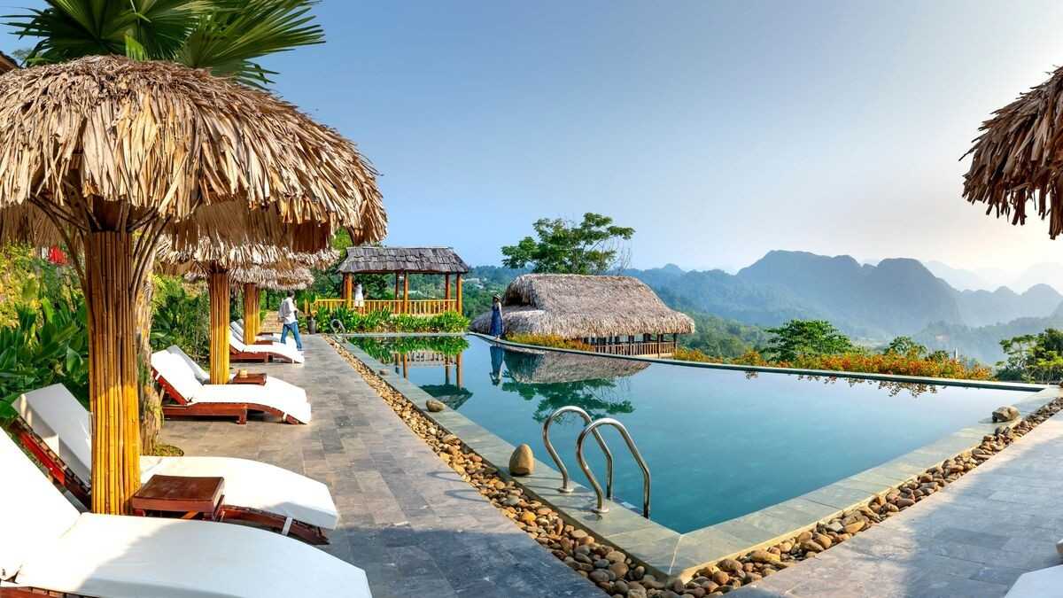 Luxury resort near Ahmedabad with landscaped pool area