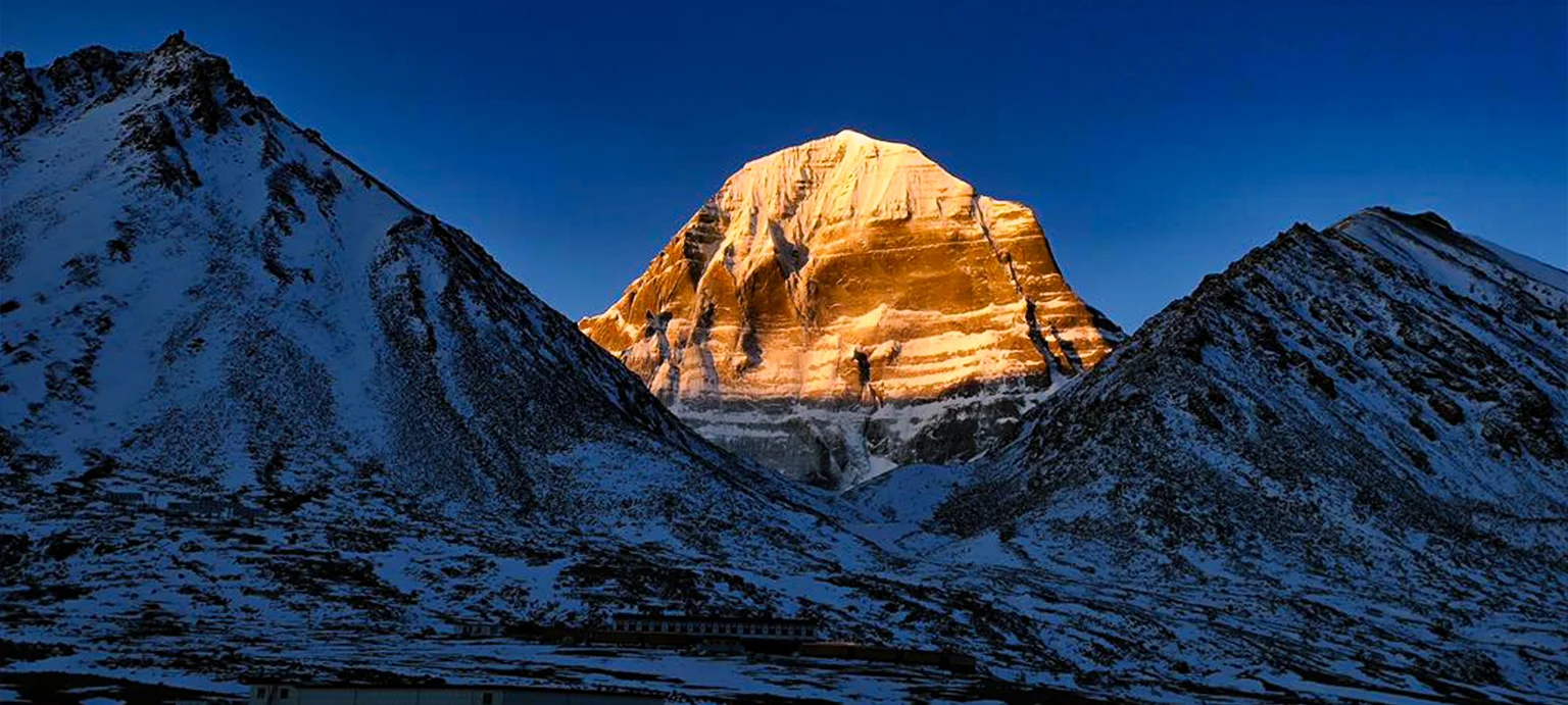 Mount Kailash and surrounding high-altitude landscape