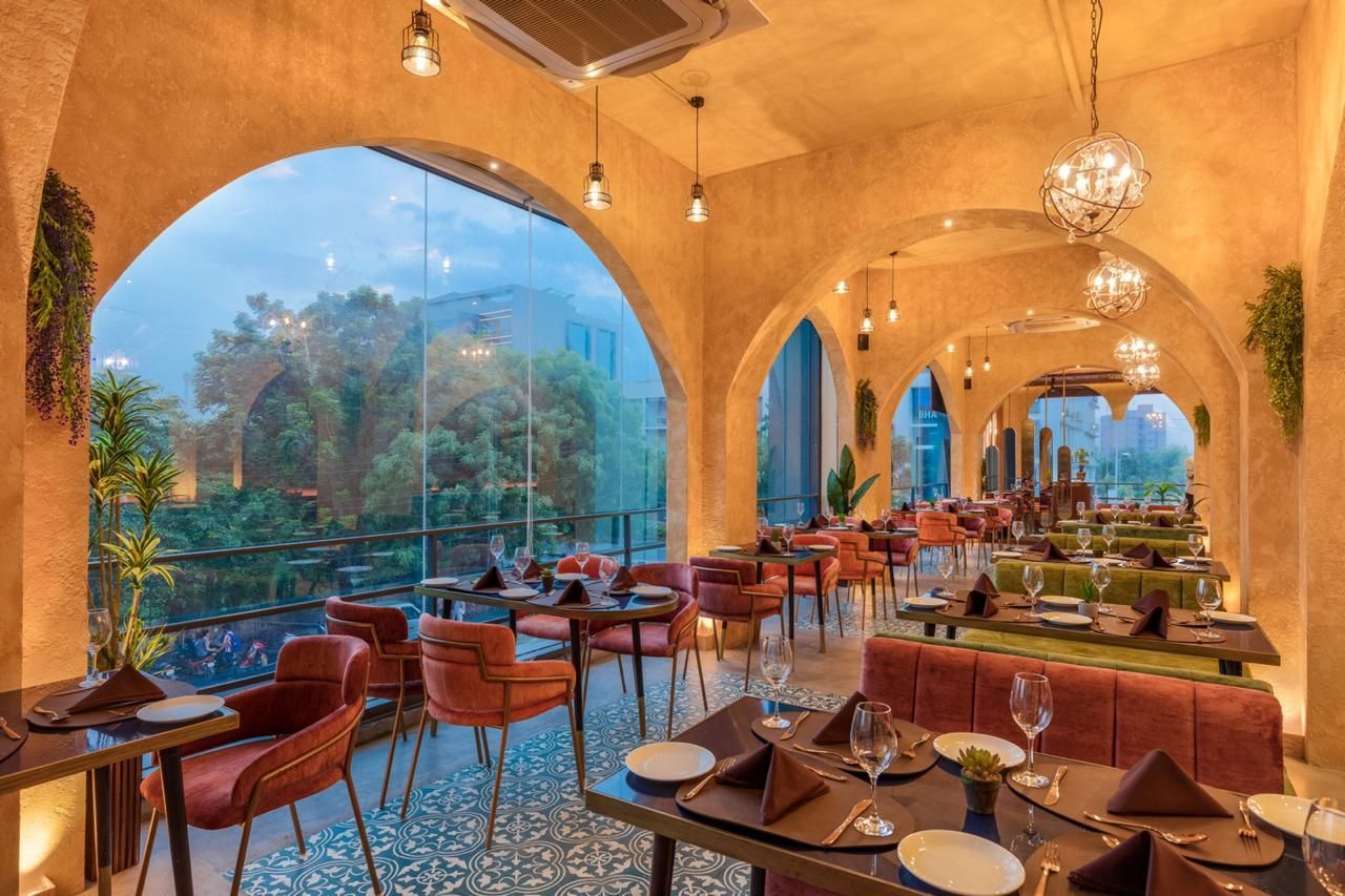 Rooftop dining ambience in Ahmedabad