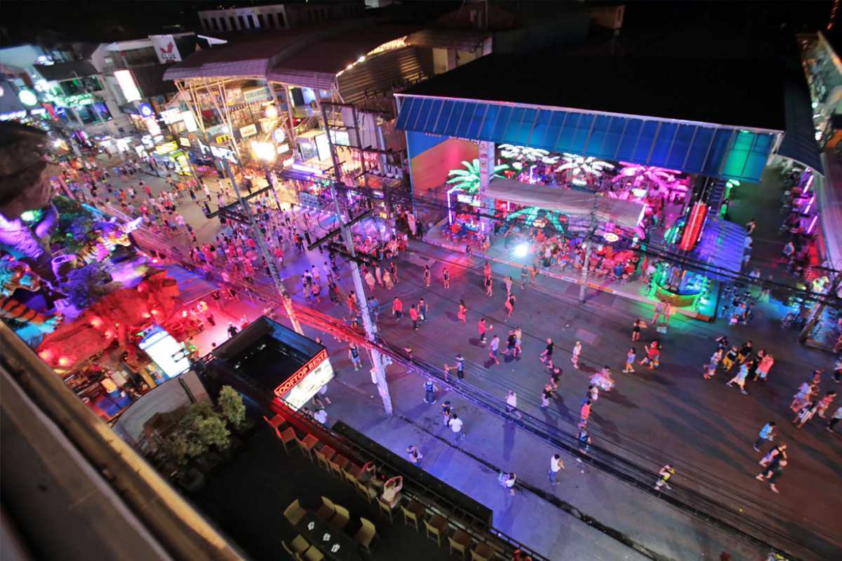 Nightlife in Krabi with beach bars and evening lights in Ao Nang