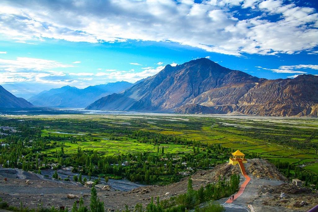 Nubra Valley Ladakh landscape with sand dunes and mountains