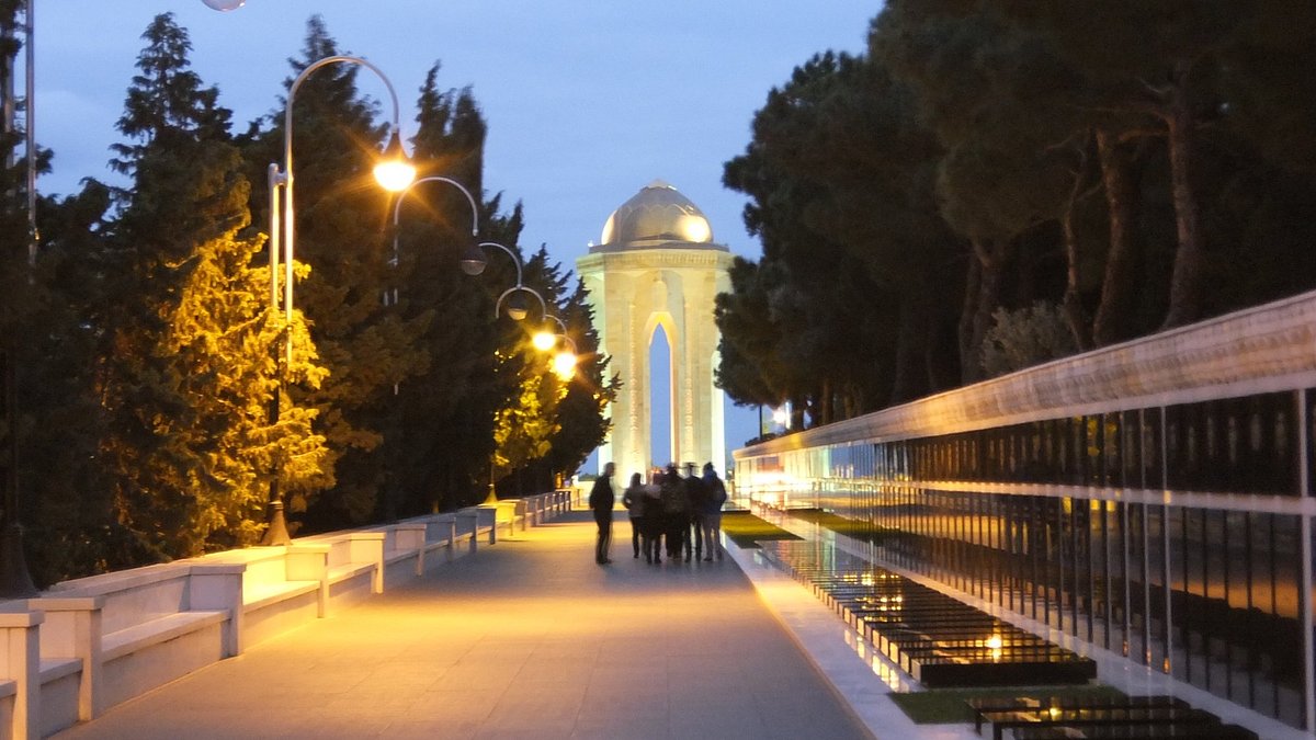 Historic stone lane and evening light in Old City Baku