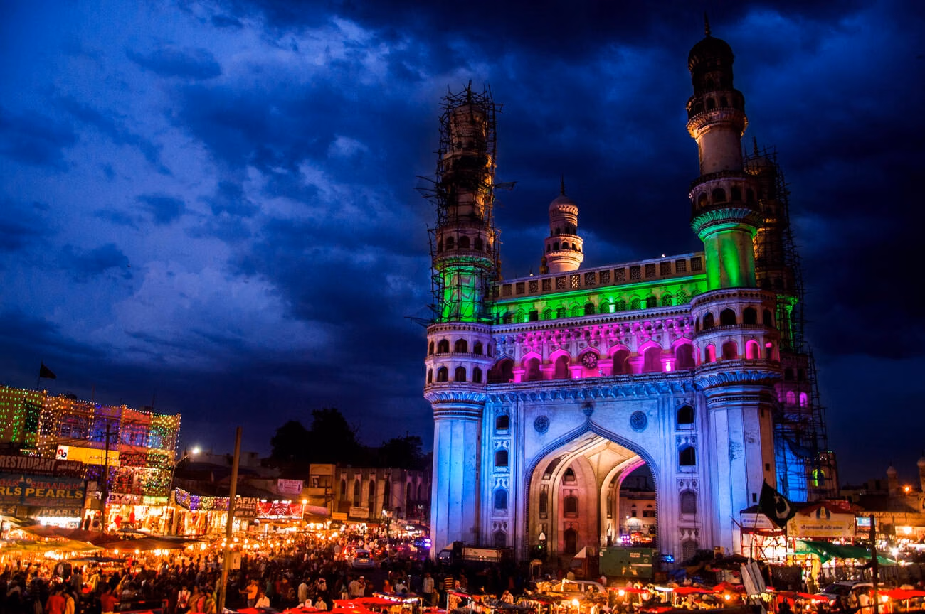 Charminar area and market movement during Hyderabad trip