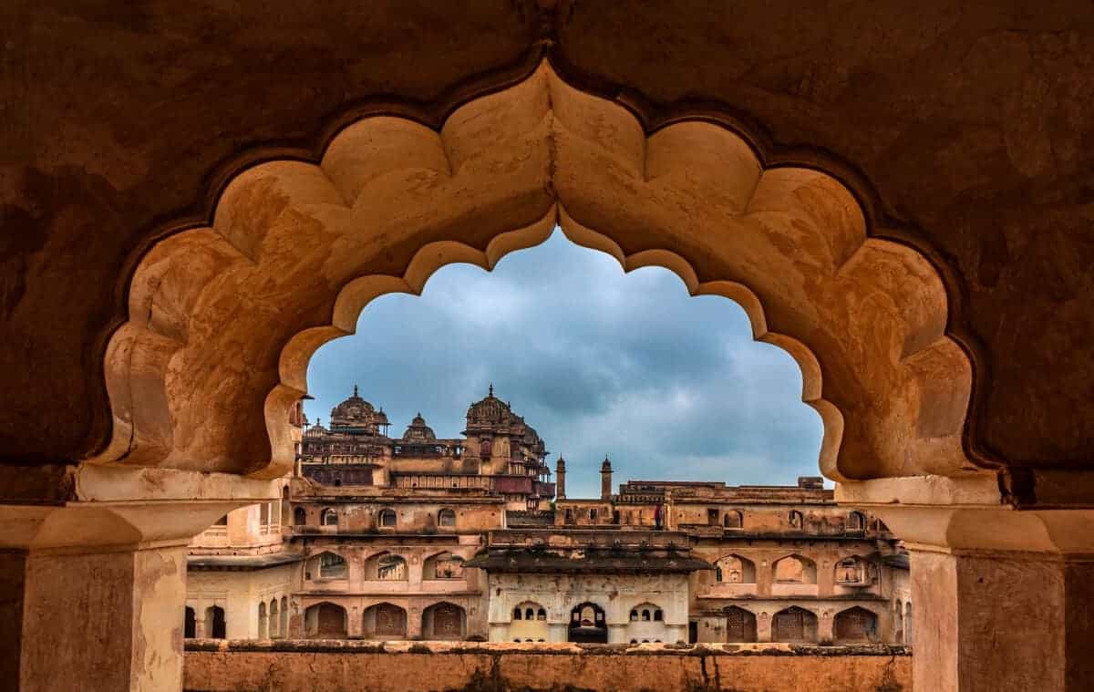 Orchha Fort architecture during golden-hour light