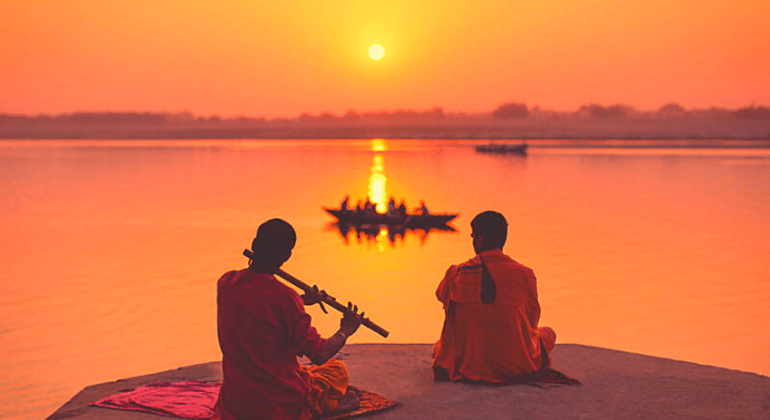 Boat perspective of sunrise photography in Varanasi