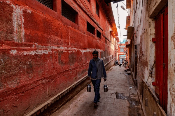 Street photography scene in Varanasi lanes