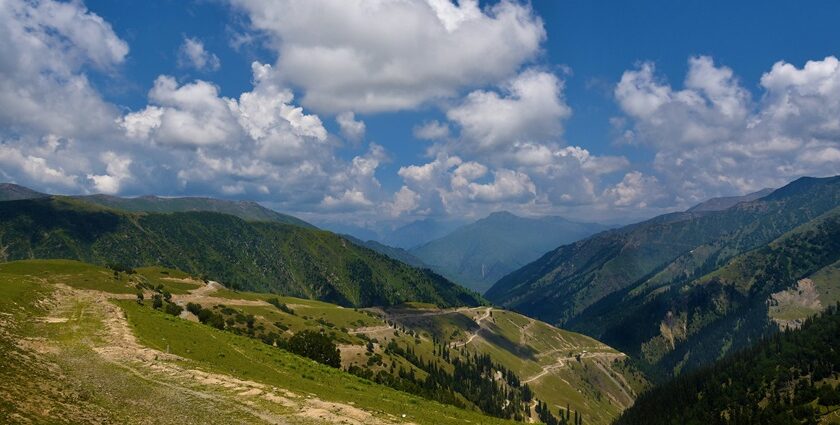 Panoramic view of Gurez Valley with river and mountains