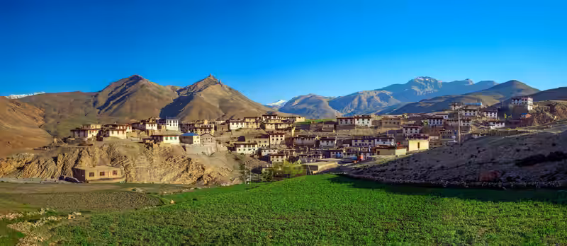 High altitude village landscape in Kibber Spiti