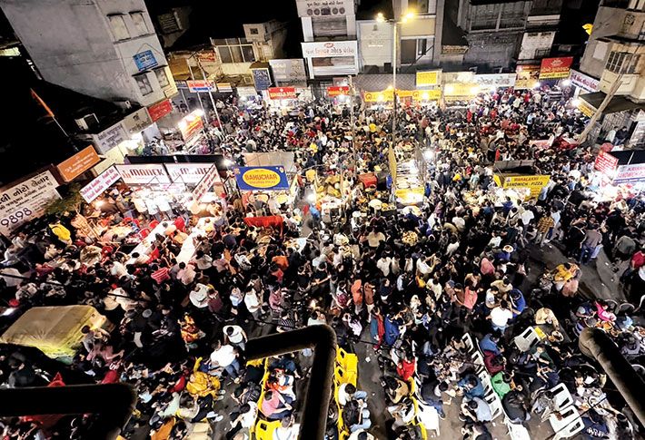 Night food stalls at Manek Chowk in Ahmedabad