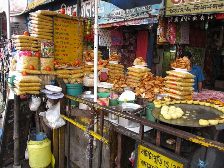 Kolkata street food spread featuring iconic dishes