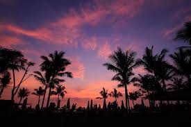 Golden sunset sky in Bali coastline