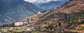 Panoramic city and mountain view of Thimphu Bhutan
