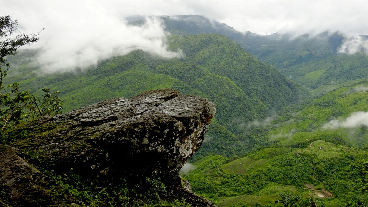 Aizawl hill city view with layered neighborhoods