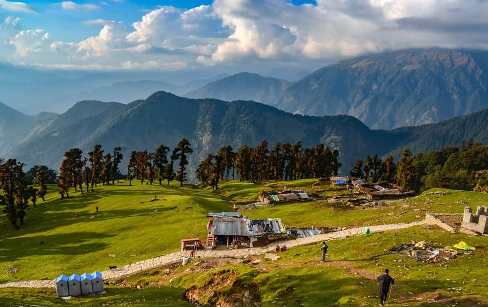 Chopta meadows with Himalayan peaks