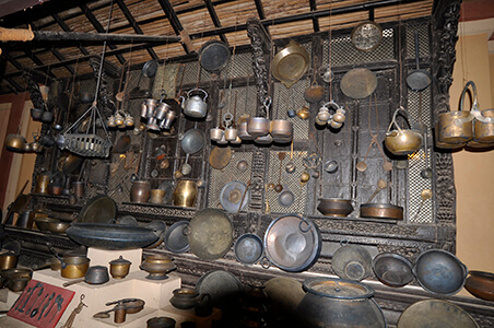 Vintage brass and copper utensils at Vechaar Museum Ahmedabad