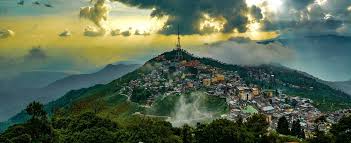 Scenic view of West Bengal showing Himalayan mountains and cultural landmarks