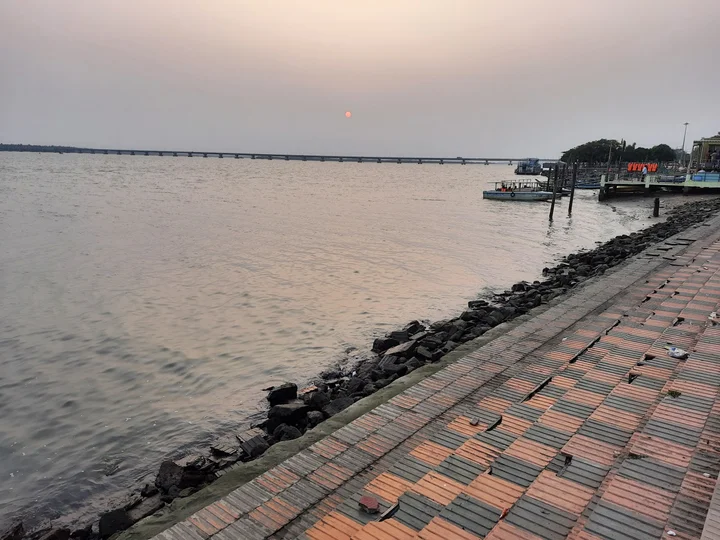 Yanam riverfront and beachside promenade in Puducherry enclave